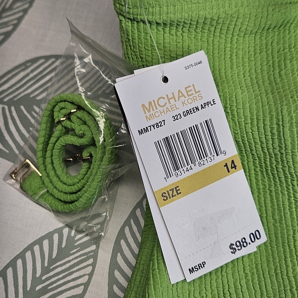 NWT!!! MICHAEL Michael Kors Ribbed One-Shoulder Side-Cutout Swimsuit, Size 14 - Picture 7 of 8